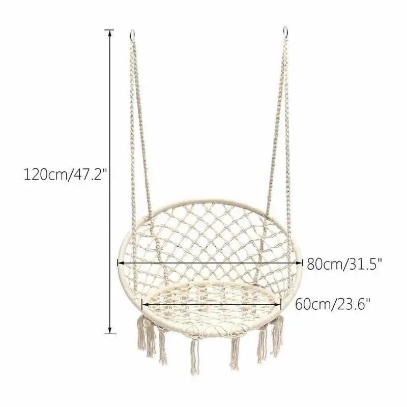 Round Hammock Chair Outdoor Indoor Dormitory Bedroom Yard for Child Adult Swinging Hanging Single Safety Chair Hammock