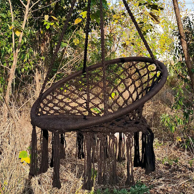 Round Hammock Chair Outdoor Indoor Dormitory Bedroom Yard for Child Adult Swinging Hanging Single Safety Chair Hammock