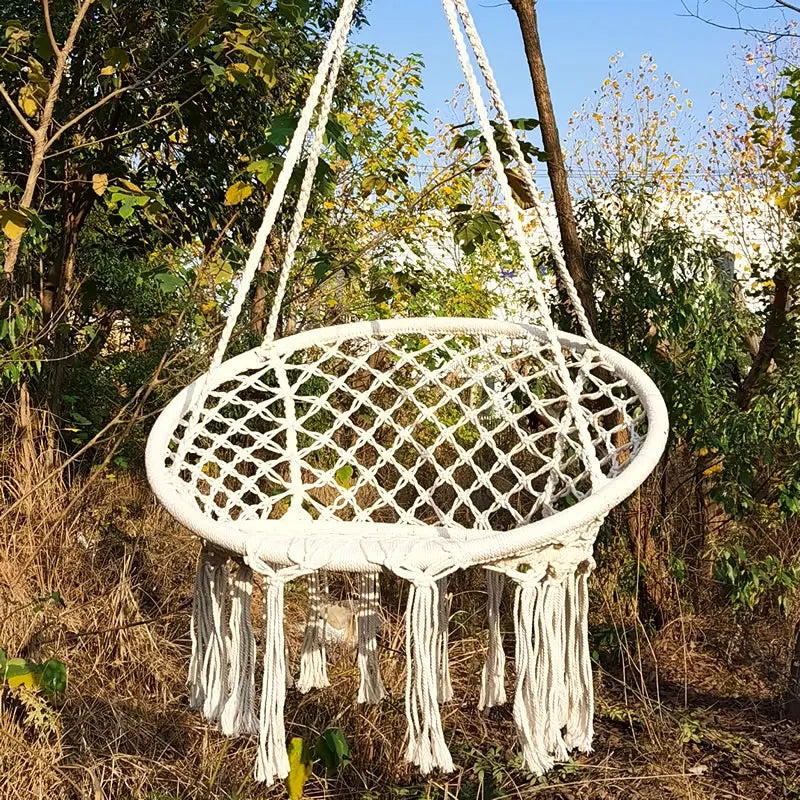 Round Hammock Chair Outdoor Indoor Dormitory Bedroom Yard for Child Adult Swinging Hanging Single Safety Chair Hammock