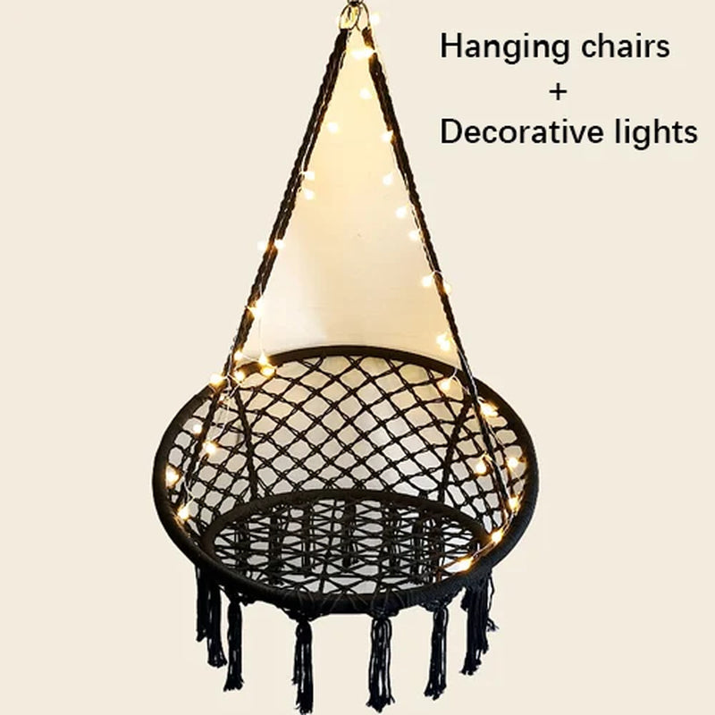 Round Hammock Chair Outdoor Indoor Dormitory Bedroom Yard for Child Adult Swinging Hanging Single Safety Chair Hammock