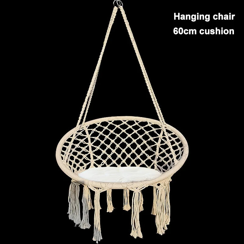Round Hammock Chair Outdoor Indoor Dormitory Bedroom Yard for Child Adult Swinging Hanging Single Safety Chair Hammock