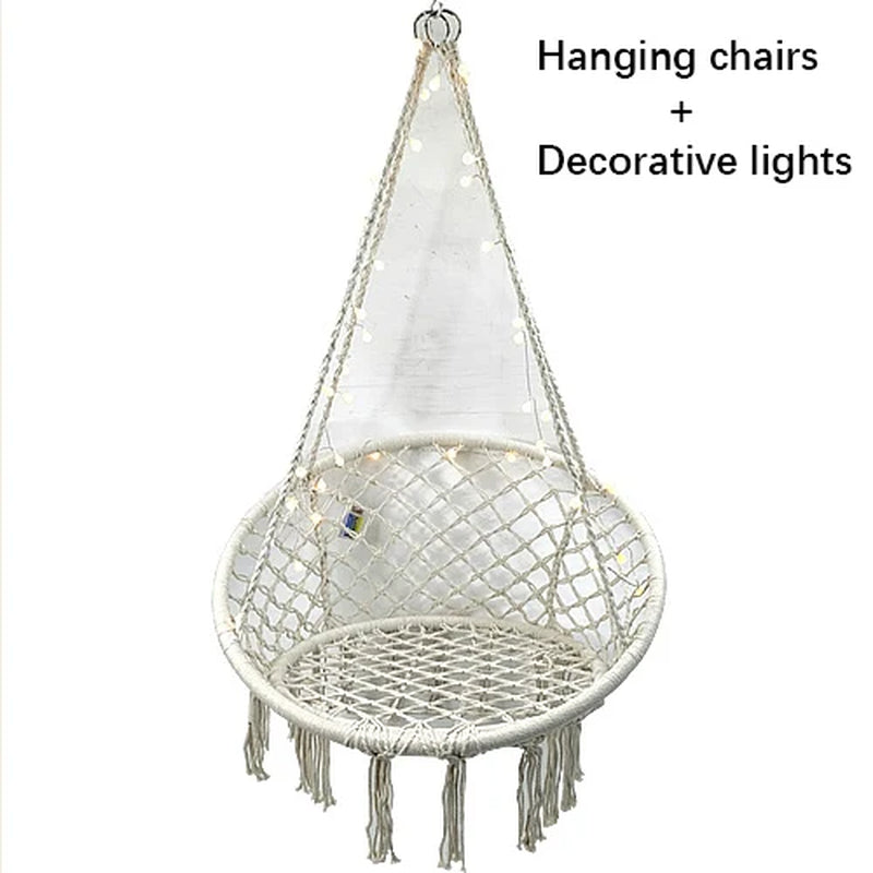 Round Hammock Chair Outdoor Indoor Dormitory Bedroom Yard for Child Adult Swinging Hanging Single Safety Chair Hammock