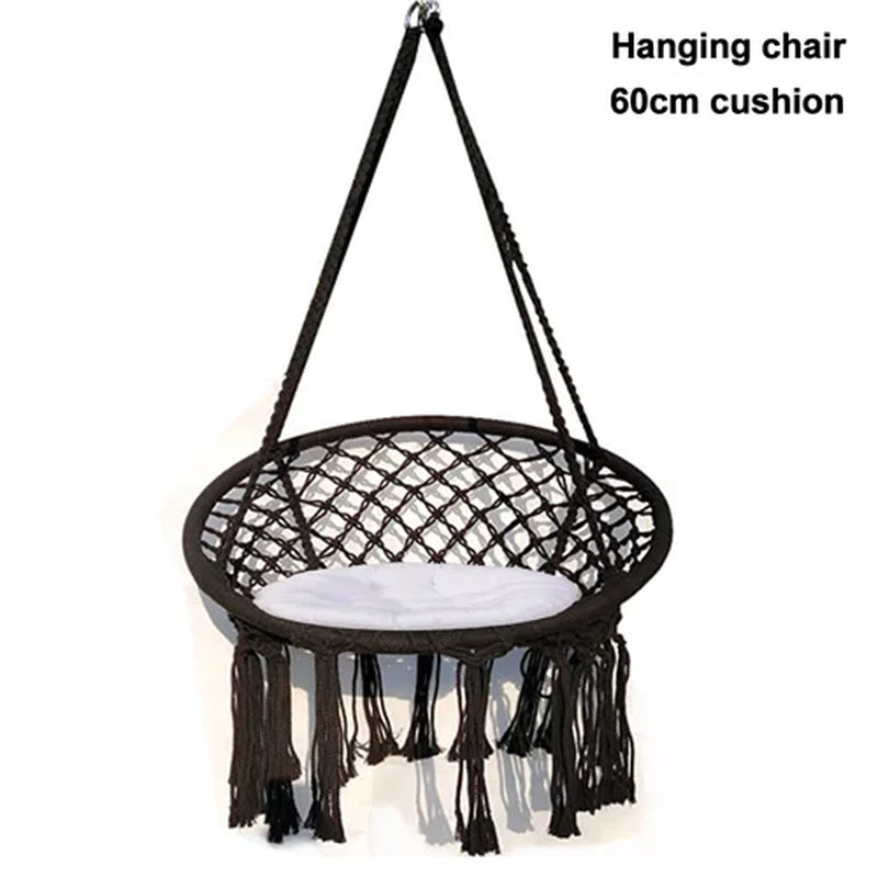 Round Hammock Chair Outdoor Indoor Dormitory Bedroom Yard for Child Adult Swinging Hanging Single Safety Chair Hammock
