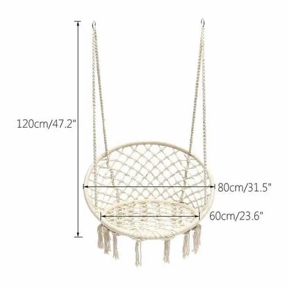 Round Hammock Chair Outdoor Indoor Dormitory Bedroom Yard for Child Adult Swinging Hanging Single Safety Chair Hammock