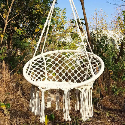 Round Hammock Chair Outdoor Indoor Dormitory Bedroom Yard for Child Adult Swinging Hanging Single Safety Chair Hammock