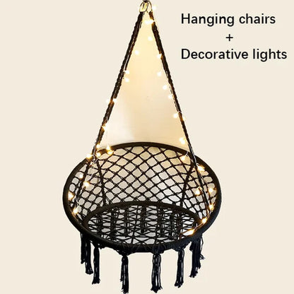 Round Hammock Chair Outdoor Indoor Dormitory Bedroom Yard for Child Adult Swinging Hanging Single Safety Chair Hammock