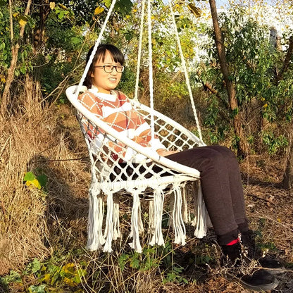 Round Hammock Chair Outdoor Indoor Dormitory Bedroom Yard for Child Adult Swinging Hanging Single Safety Chair Hammock